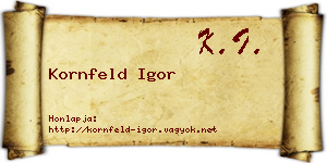 Kornfeld Igor névjegykártya